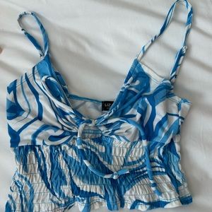Blue and white tank